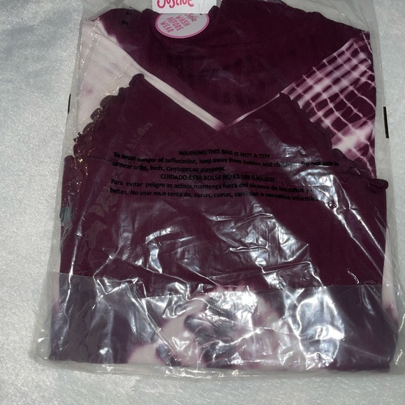 Justice shirt Rhododendron tie dye maroon mock neck top tee long sleeve new* - Picture 4 of 5